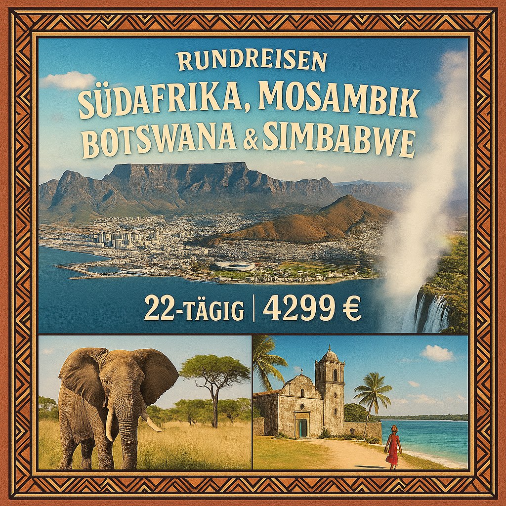 Rundreisen Südafrika, Mosambik, Botswana & Simbabwe: Vier Länder, unzählige Facetten zwischen Natur, Kultur und Tierwelt 22-tägig inkl. Flüge Mit