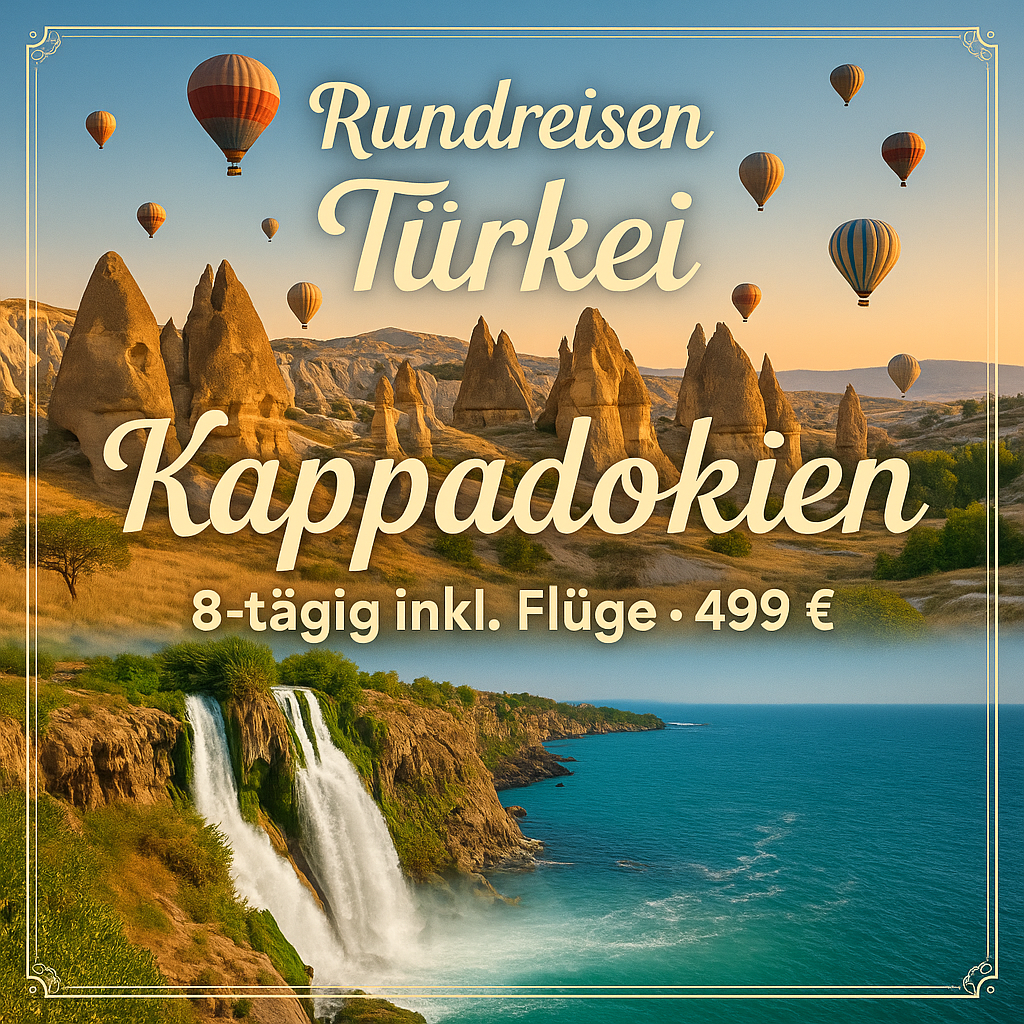 Rundreisen Türkei - Kappadokien: Zwischen Felswundern & Wasserfällen 8-tägig inkl. Flüge 4-Sterne-Hotels mit Halbpension Inkl. Wanderung durch die