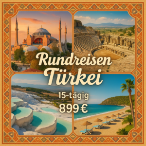 Rundreisen Türkei: Von Istanbuls Weltstadtflair bis zum Mittelmeerstrand 15-tägig inkl. Flüge 4-Sterne-Hotels mit Verpflegung / 5-Sterne-Hotel mit