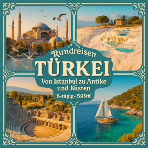 Rundreisen Türkei: Von Istanbul zu Antike und Küsten 8-tägig inkl. Flüge 4-Sterne-Hotels mit Verpflegung Inkl. Aktivitäten & Eintritte i. W. v. c