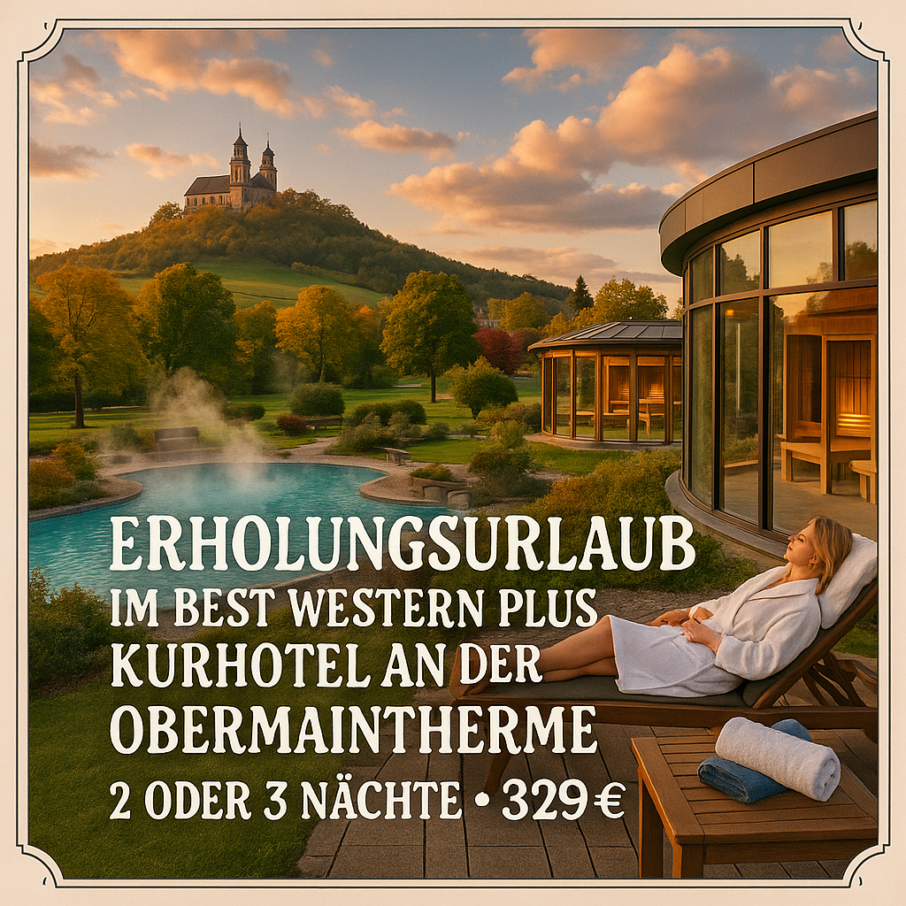 Eigene Anreise Bayern - Bad Staffelstein: Erholungsurlaub im Best Western Plus Kurhotel an der Obermaintherme 2 bzw. 3 Nächte 4-Sterne-Hotel mit Frü