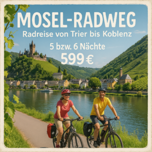 Eigene Anreise Mosel-Radweg: Radreise von Trier bis Koblenz 5 bzw. 6 Nächte Mittelklassehotels/Weinhotels bzw. Weingüter mit Frühstück Inkl. Gepä
