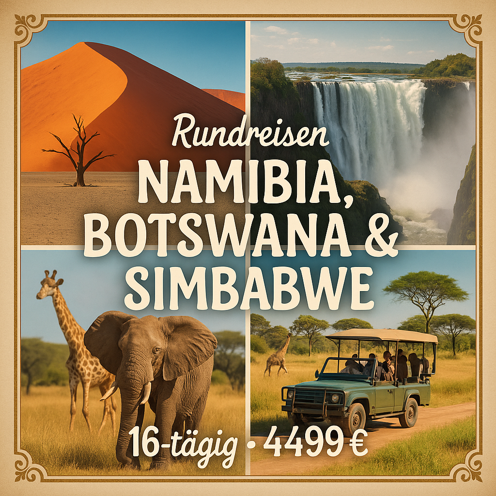 Rundreisen Namibia, Botswana & Simbabwe: Safariwelten und Naturwunder des südlichen Afrikas 16-tägig inkl. Flüge Mittelklassehotels/Lodges mit Frü
