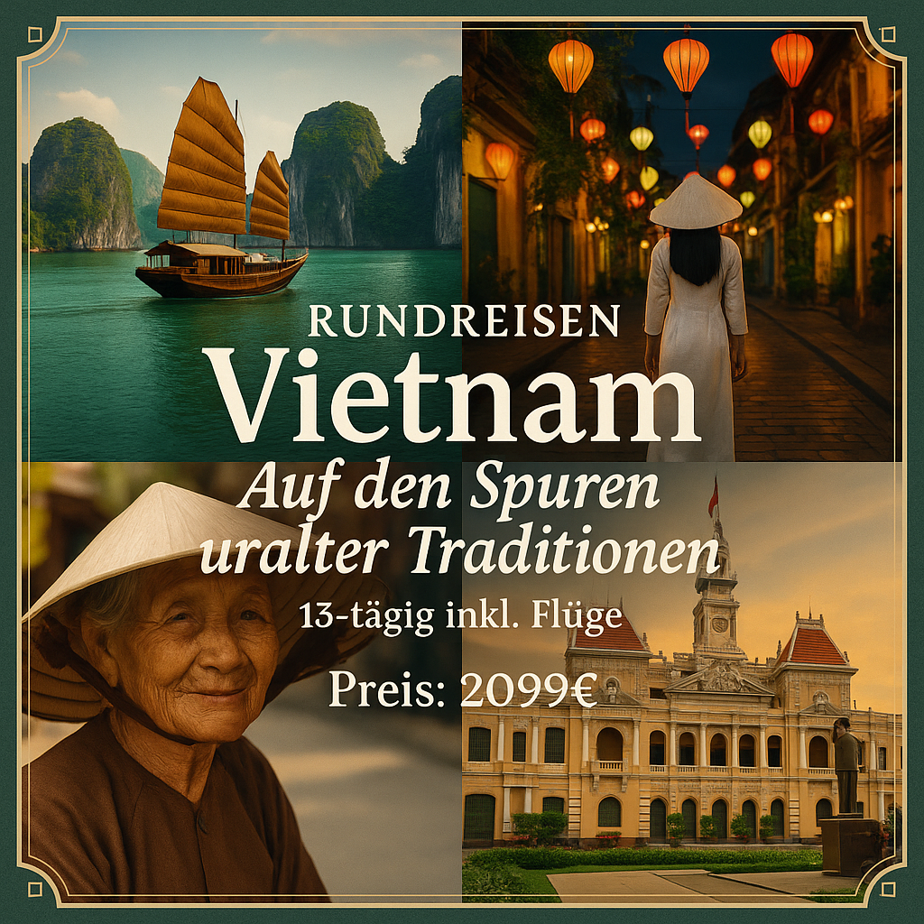 Rundreisen Vietnam: Auf den Spuren uralter Traditionen 13-tägig inkl. Flüge Mittelklassehotels/Dschunke mit Verpflegung Inkl. Ausflüge & Eintritte