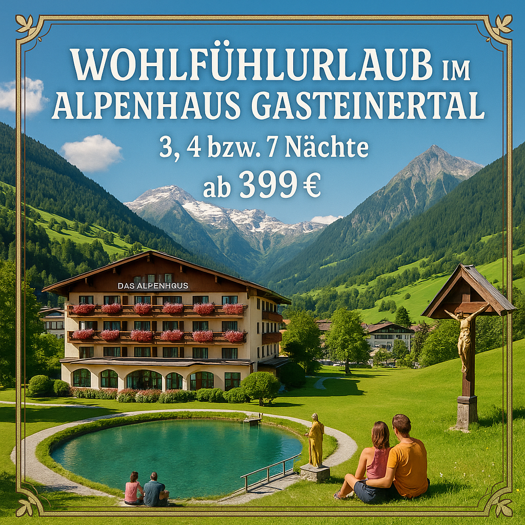 Eigene Anreise Österreich - Salzburger Land: Wohlfühlurlaub im Hotel Das Alpenhaus Gasteinertal in Bad Hofgastein 3, 4 bzw. 7 Nächte 4-Sterne-Hotel