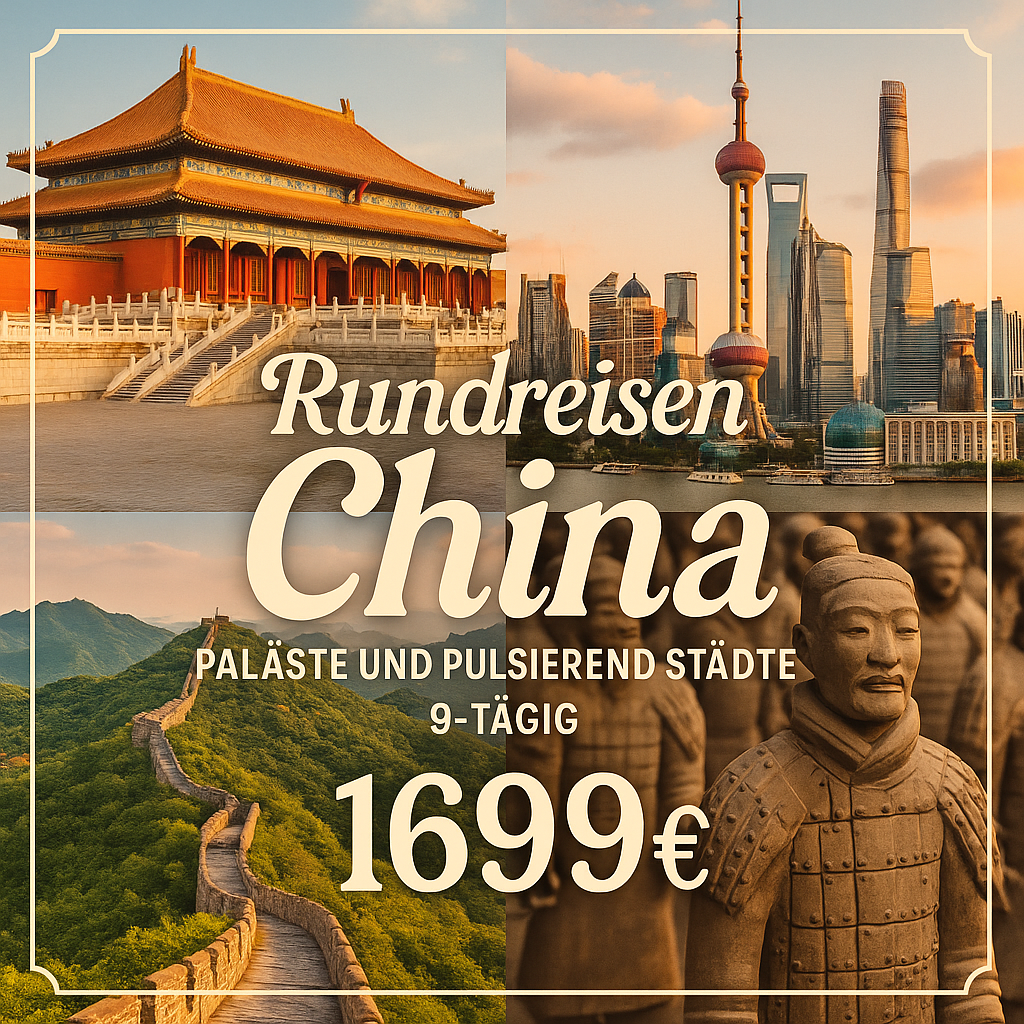 Rundreisen China: Paläste und pulsierende Städte 9-tägig inkl. Flüge 4-Sterne-Hotels mit Frühstück Inkl. Ausflüge & Eintritte i. W. v. ca. 250