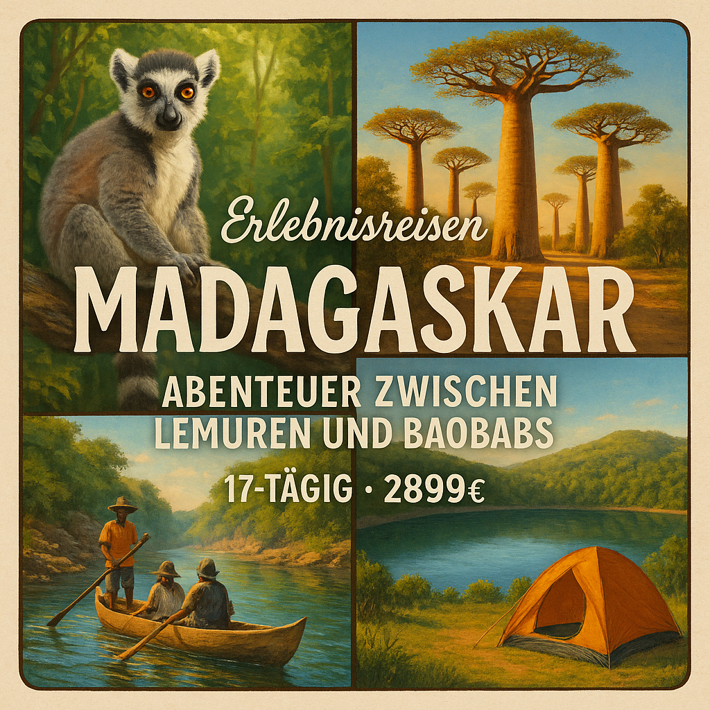 Erlebnisreisen Madagaskar: Abenteuer zwischen Lemuren und Baobabs 17-tägig inkl. Flüge Mittelklassehotels/Zeltunterkunft mit Verpflegung Inkl. Ausfl