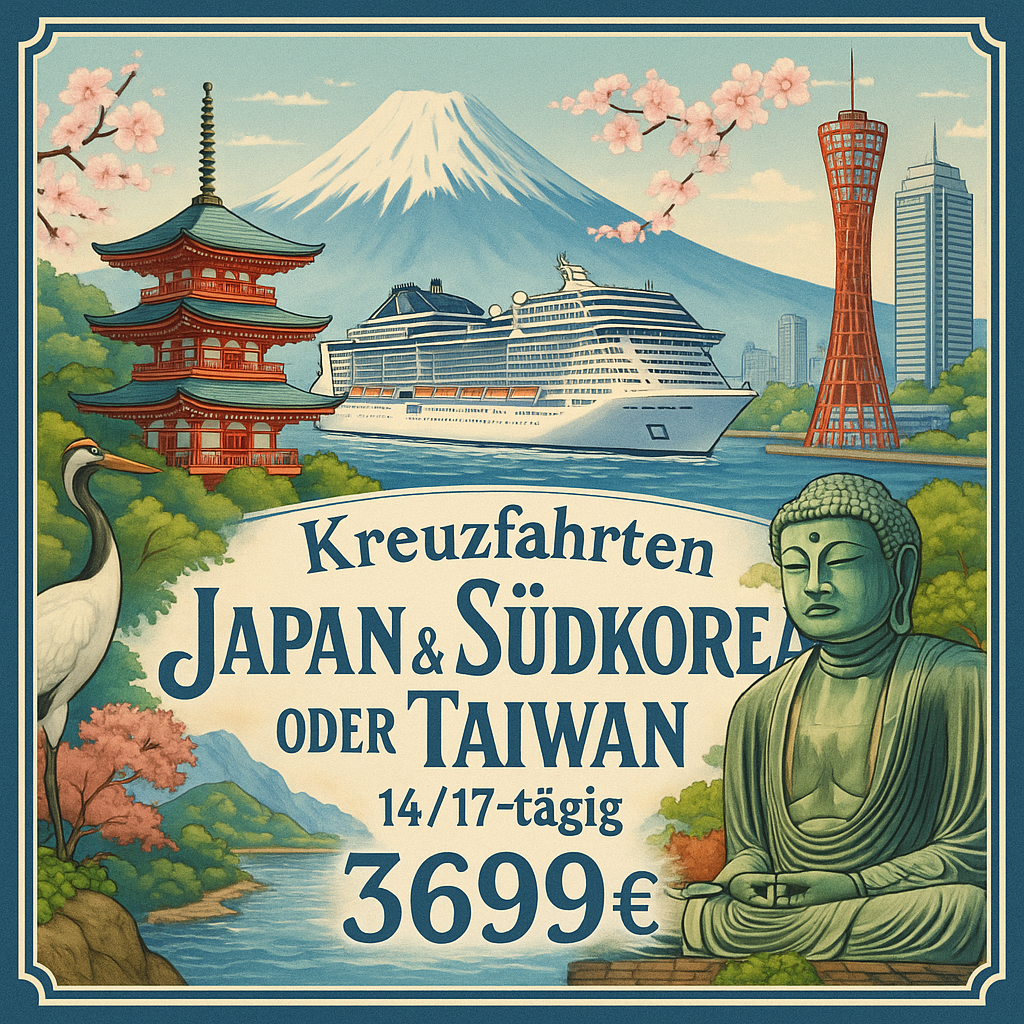 Kreuzfahrten Japan & Südkorea oder Taiwan: Kreuzfahrt mit der MSC Bellissima ab/an Tokio 14- bzw. 17-tägig inkl. Flüge Mittelklassehotel mit Frühs