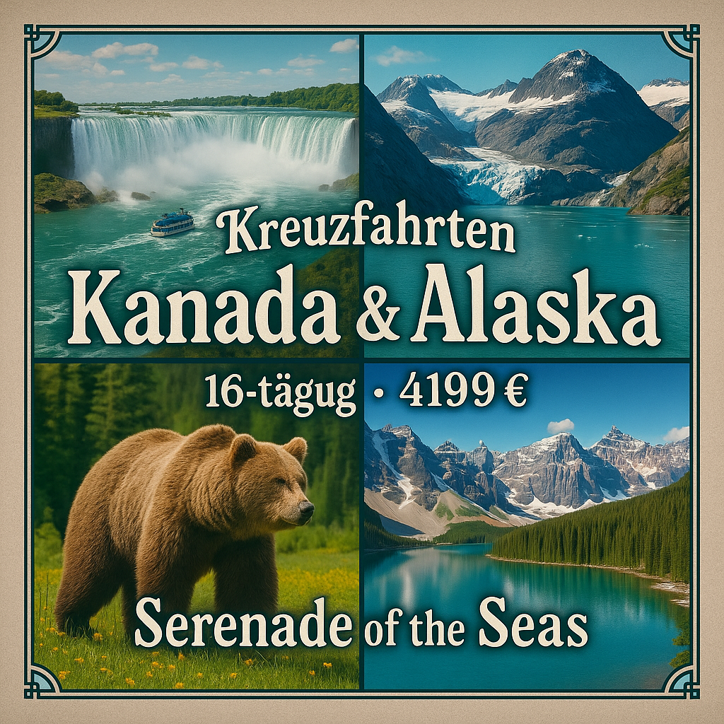 Kreuzfahrten Kanada & Alaska: Kreuzfahrt mit der Serenade of the Seas ab/an Vancouver inkl. Westkanada-Rundreise 16-tägig inkl. Flüge Mittelklasseho