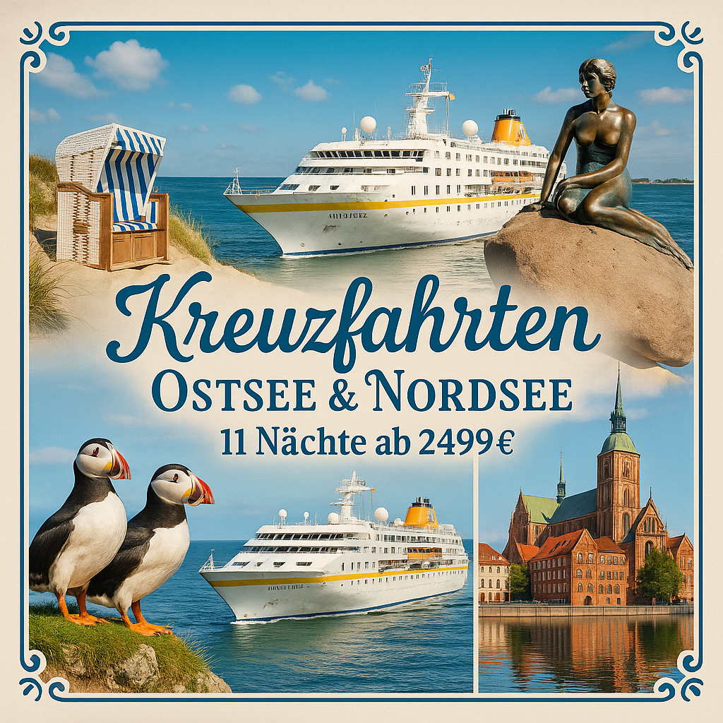 Kreuzfahrten Ostsee & Nordsee: Kreuzfahrt mit MS Hamburg ab/an Hamburg 11 Nächte Premium-Schiff mit Vollpension Inkl. bis zu ca. 200 € Bordguthaben
