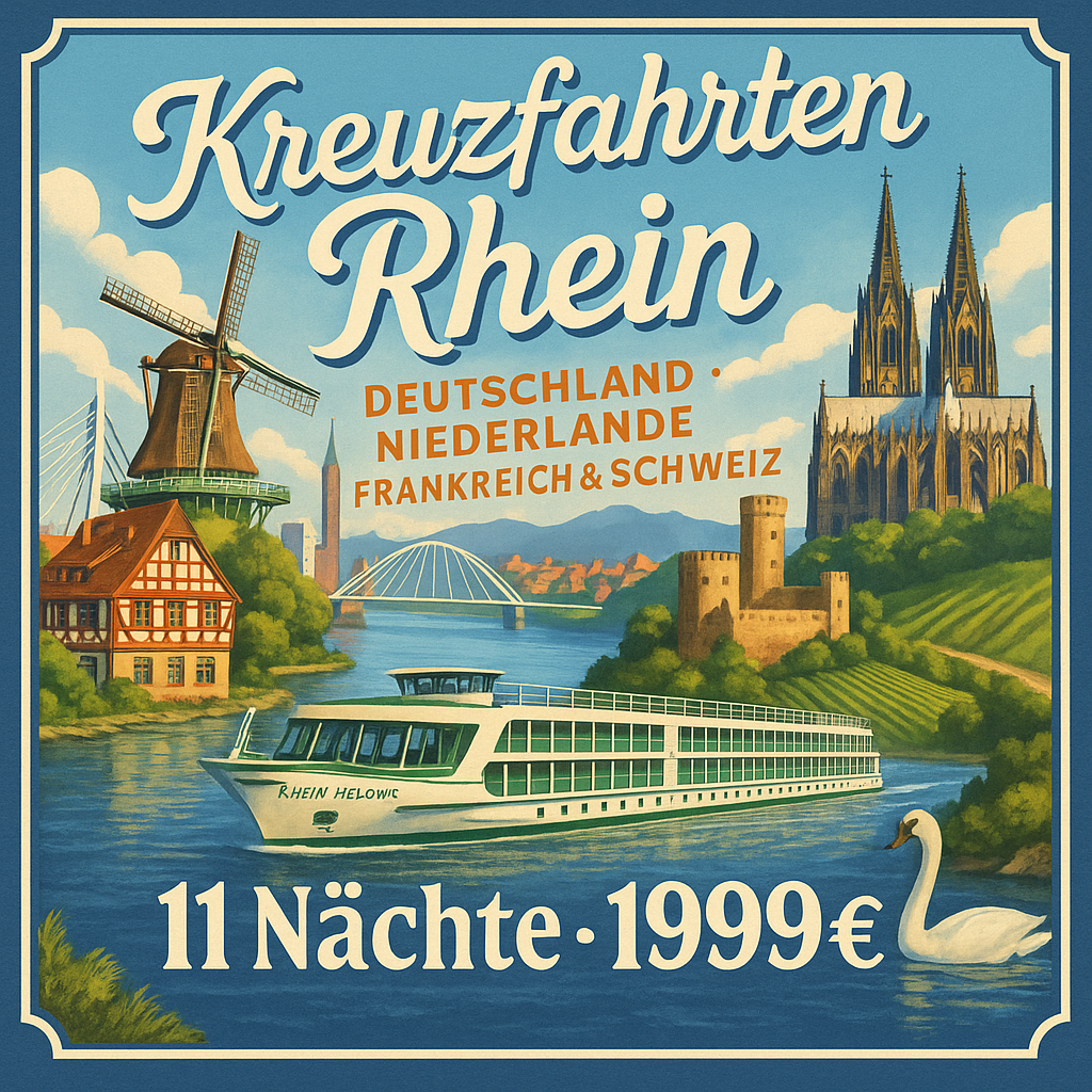 Kreuzfahrten Rhein - Deutschland, Niederlande, Frankreich & Schweiz: Kreuzfahrt mit der RHEIN MELODIE ab/an Köln 11 Nächte Premium-Plus-Schiff mit V
