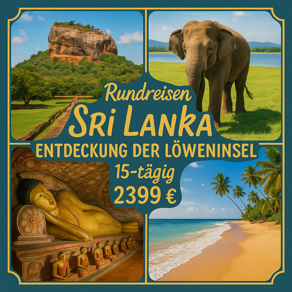 Rundreisen Sri Lanka: Entdeckung der Löweninsel 15-tägig inkl. Flüge 4-Sterne-Hotels/5-Sterne-Hotel mit Verpflegung Inkl. Ausflüge i. W. v. ca. 40 Rundreisen Sri Lanka: Entdeckung der Löweninsel 15-tägig inkl. Flüge 4-Sterne-Hotels/5-Sterne-Hotel mit Verpflegung Inkl. Ausflüge i. W. v. ca. 40